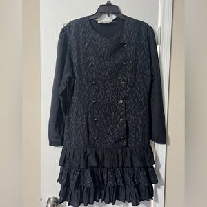 Elegant Black Long Sleeve Dress with Ruffled Hem